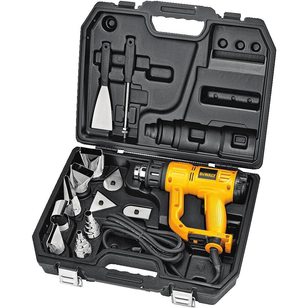 DEWALT heat gun with hard case keeps accessories organized and ready
