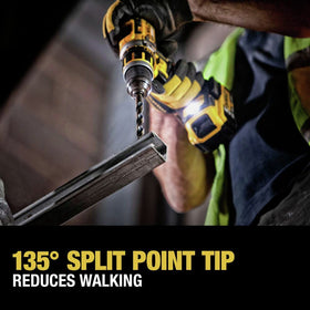 DEWALT 3-flats shank reduces spin-out for better chuck grip.