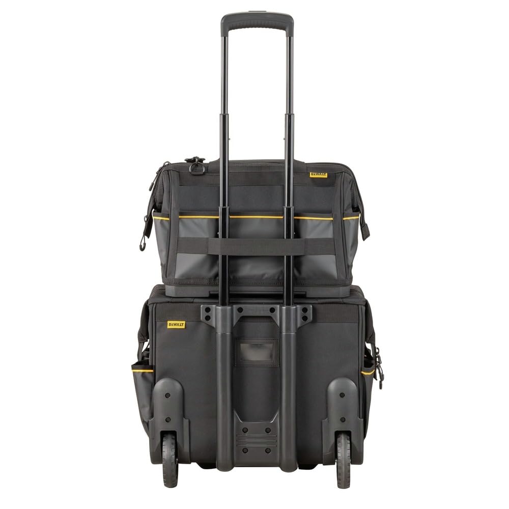 DEWALT 31-pocket organization system keeps tools neatly arranged for quick reach.