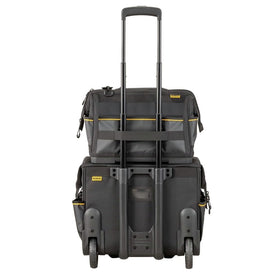 DEWALT 31-pocket organization system keeps tools neatly arranged for quick reach.