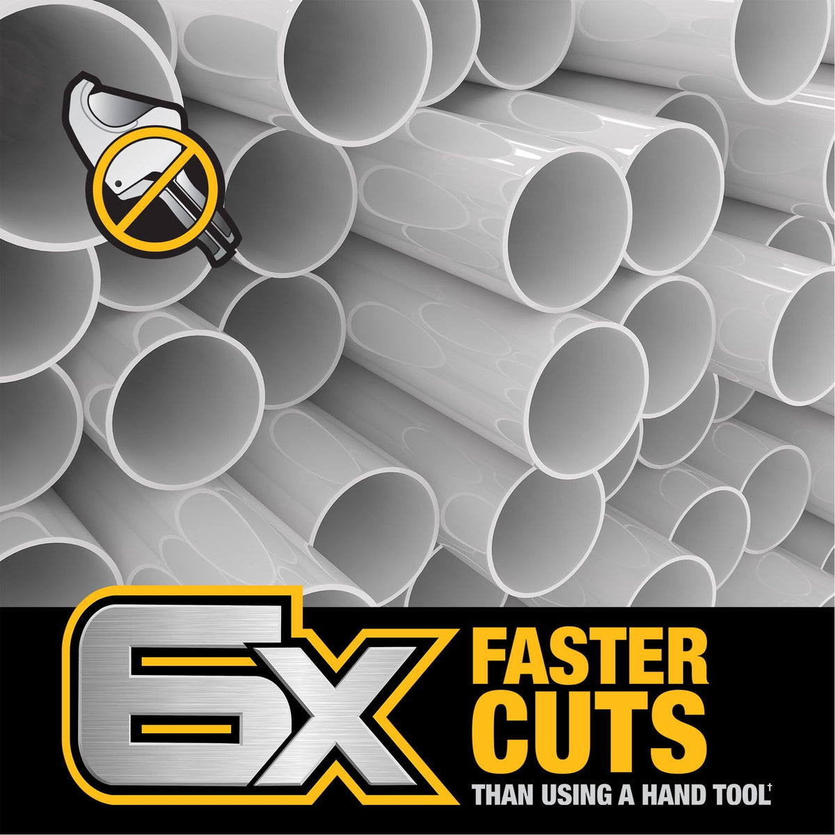 DEWALT 360-degree rotation enables cutting at awkward angles.