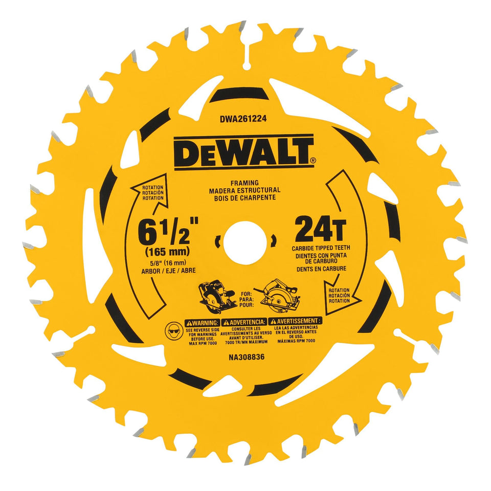 DEWALT blade front view for clean, smooth cuts.