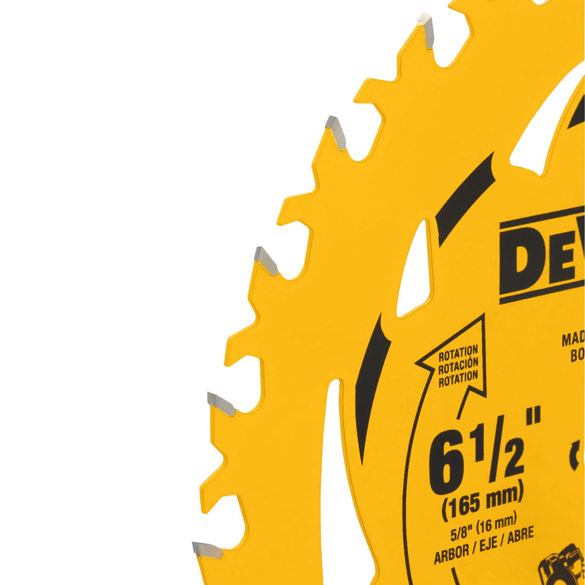 DEWALT blade packaging highlights key features for informed purchase.