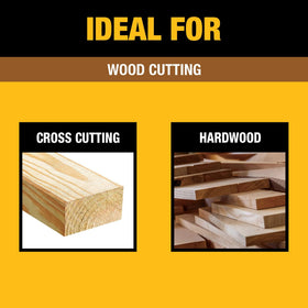 DEWALT 6-1/2 in 40T blade cutting wood demonstrates smooth framing performance.