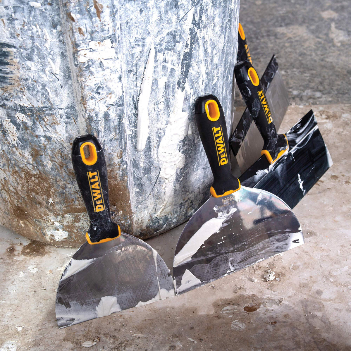 DEWALT 6-inch soft grip putty knife for comfortable detailing.