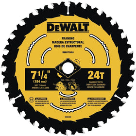 DEWALT 7-1/4 inch blade front view highlights straight cuts with ToughTrack.