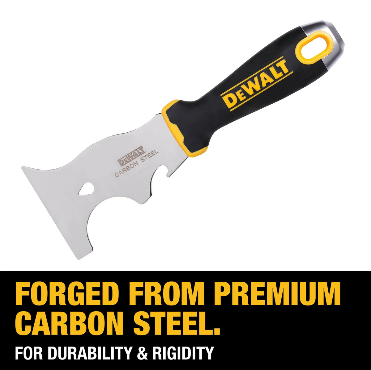 DEWALT 9-in-1 painter's tool curved scraper enables flexible drywall scraping