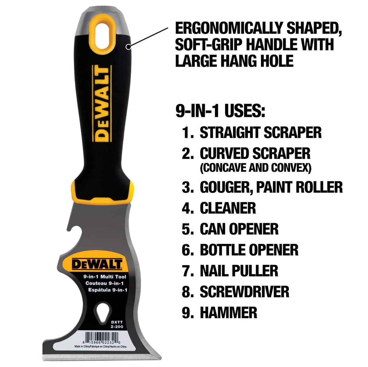 DEWALT 9-in-1 painter's tool straight scraper for precise edges