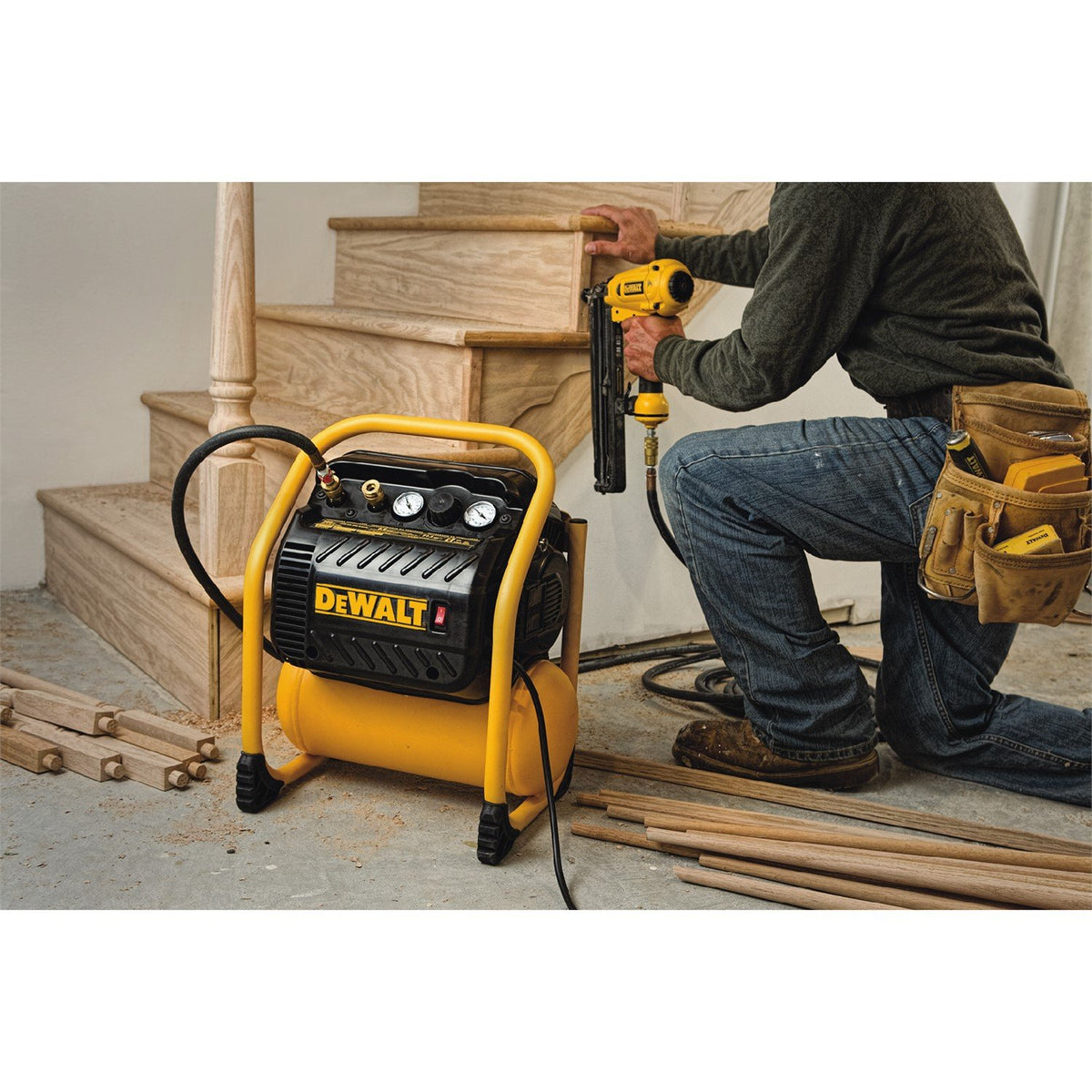 DEWALT DWFP55130 quiet operation enables drill-free use in garages
