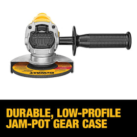 DEWALT 2-position side handle enhances comfort and control.