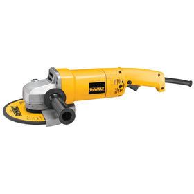 DEWALT 7-inch angle grinder shows a powerful motor for fast metal grinding.
