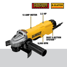 DEWALT 9,000 RPM capability powers efficient metal cutting and grinding.