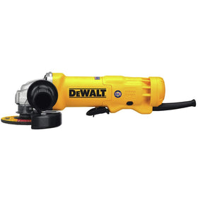 DEWALT grinder demonstrates tool-free wheel release for faster setup and smoother operation.
