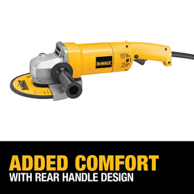 DEWALT spindle-lock enables quick wheel changes for less downtime.