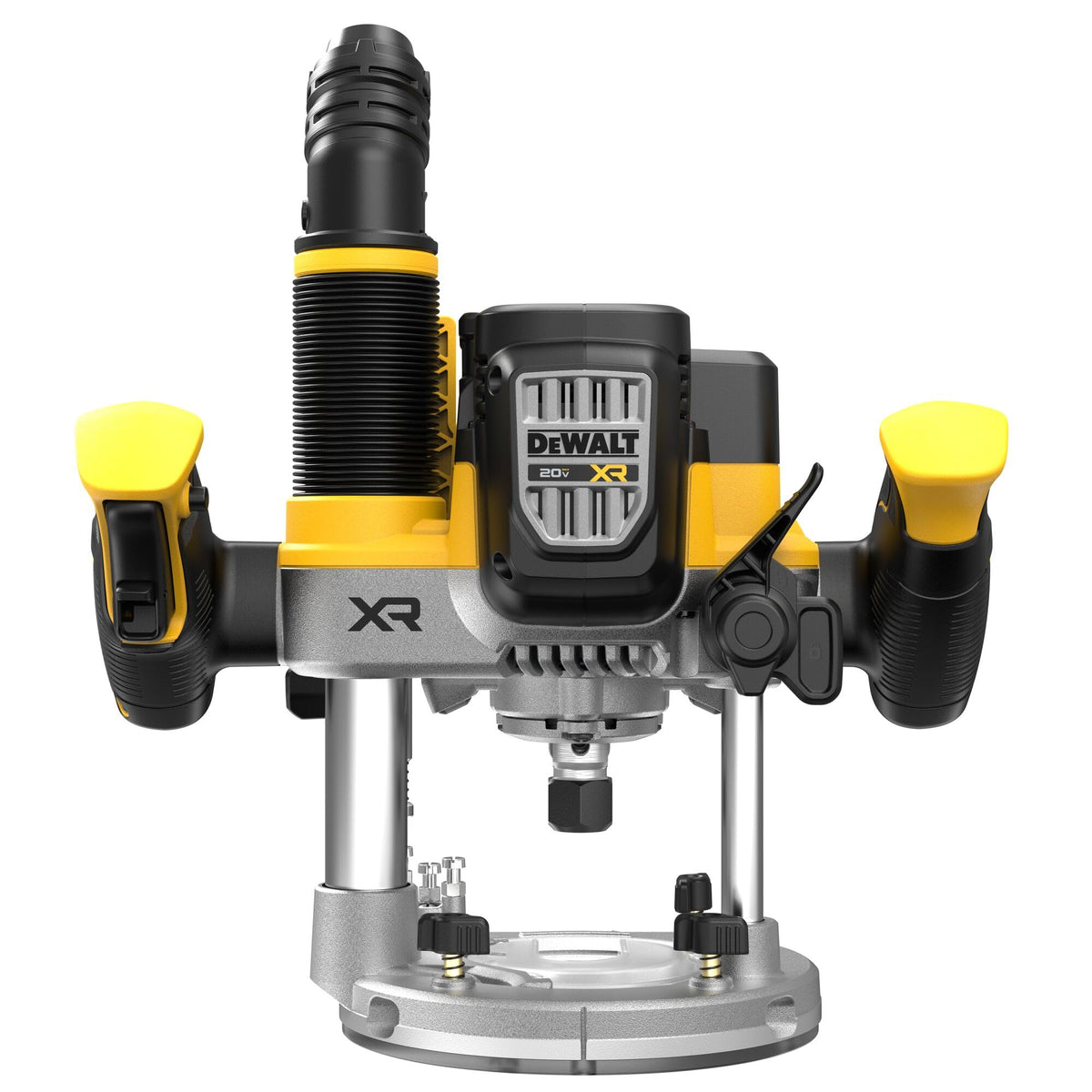 DEWALT anti-rotation system with red LED enhances safe operation during demanding cuts.