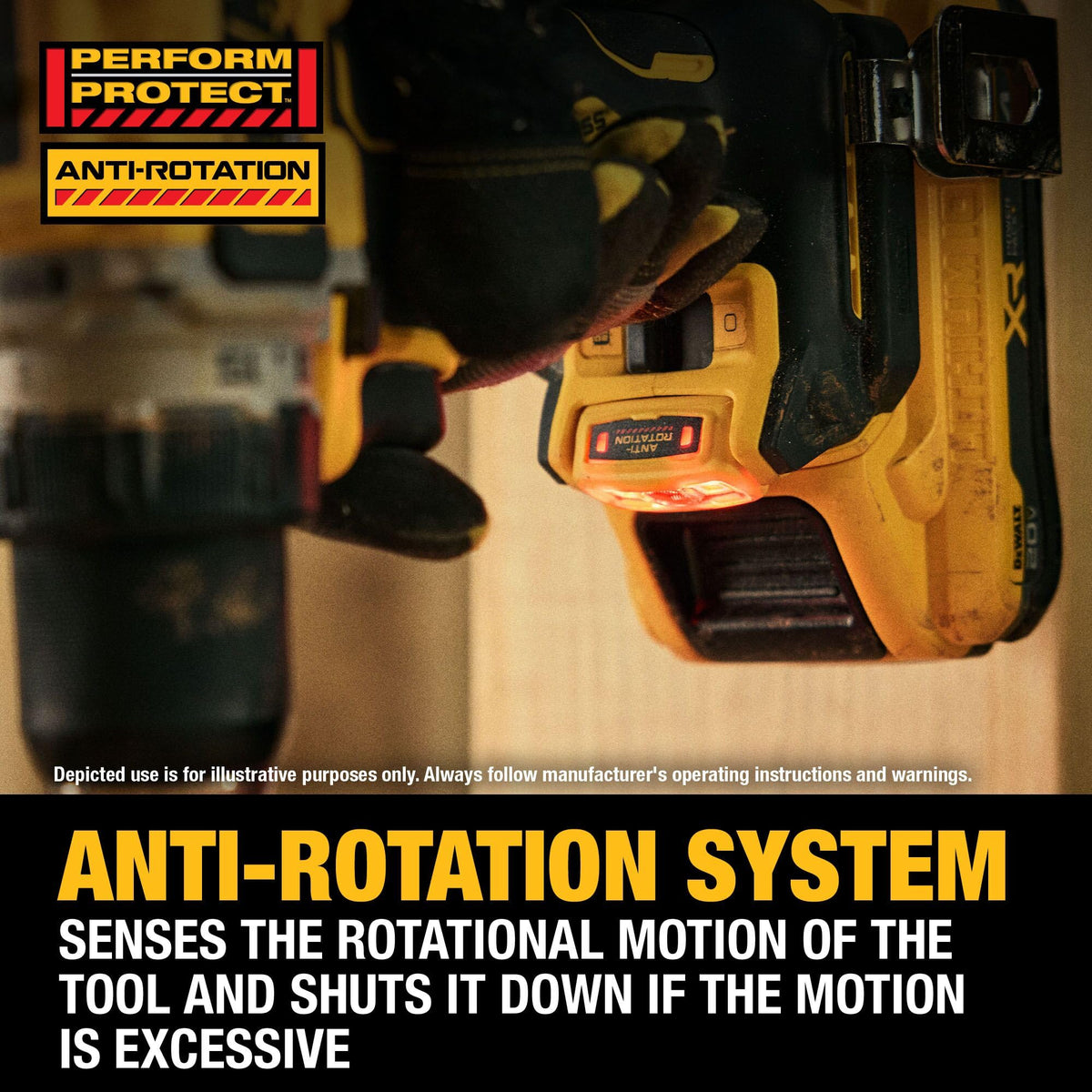 ANTI-ROTATION system engaged to improve control during tough tasks.