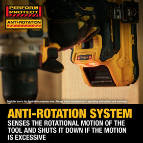 ANTI-ROTATION system engaged to improve control during tough tasks.