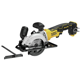 DEWALT ATOMIC circular saw bevel lever at 45 degrees for angled cuts