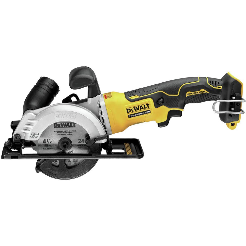 DEWALT ATOMIC circular saw dust port for cleaner workspace