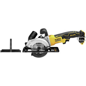 DEWALT ATOMIC circular saw side view with removable auxiliary handle for control