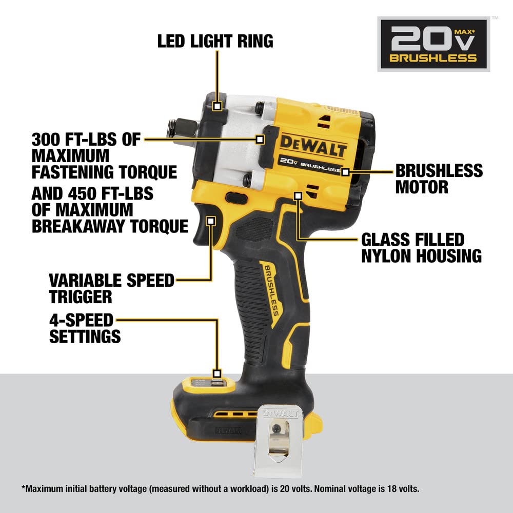 DEWALT Atomic 20V timber screw mode optimizes wood fastening speed.