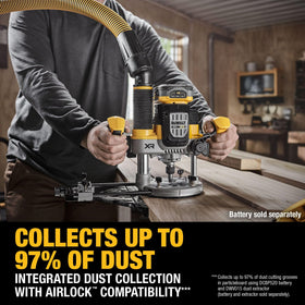 DEWALT balanced 8-lb design reduces fatigue during long routing sessions.