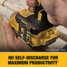DEWALT 20V Max 2Ah battery with stainless steel construction for rugged environments.