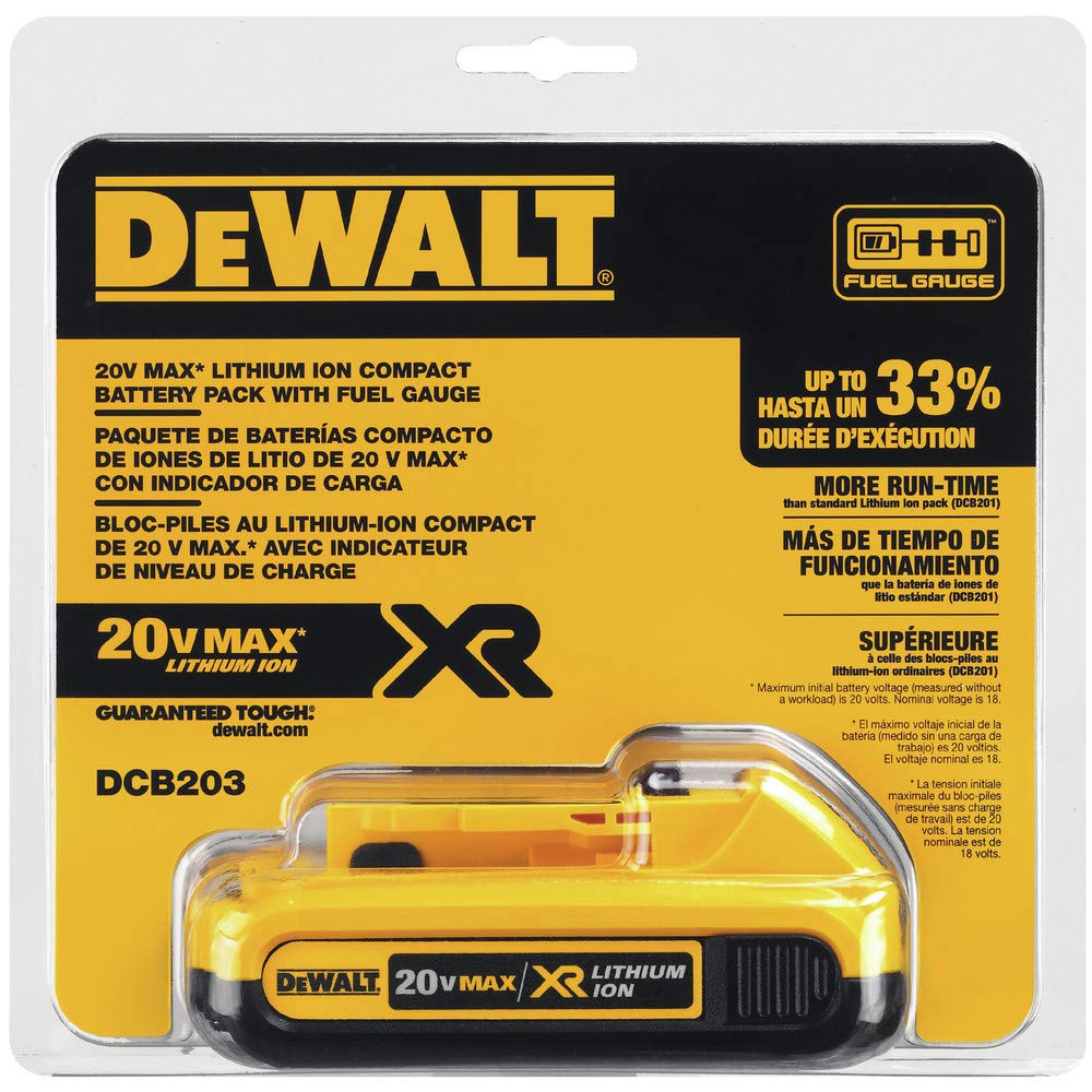 DEWALT 3-LED fuel gauge clearly shows charge status at a glance.