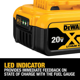 DEWALT battery charger with LED display showing charging progress