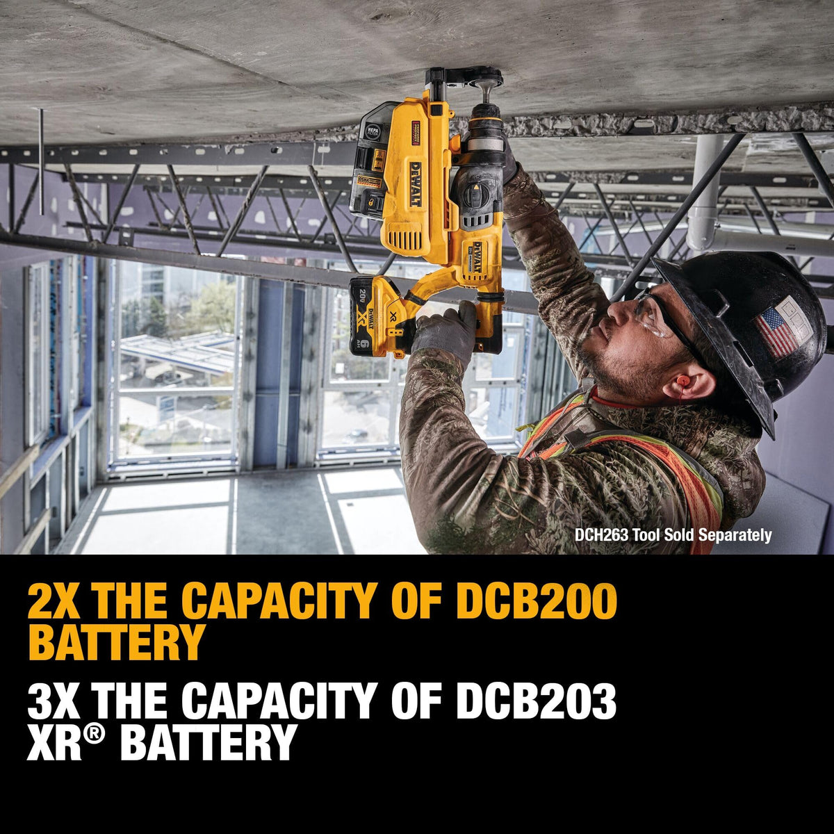 DEWALT battery in use with tool demonstrates seamless power delivery.