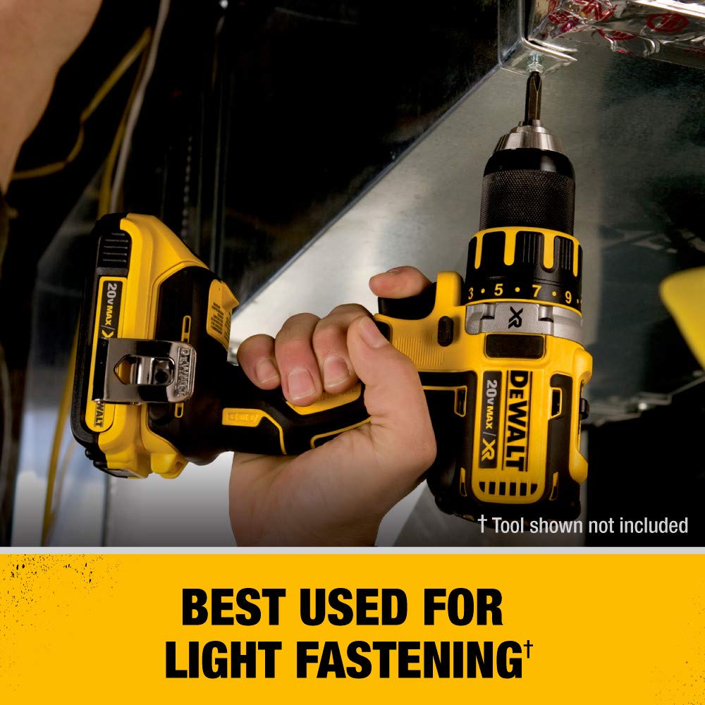 DEWALT charging setup highlighting a 35-minute quick-charge capability.