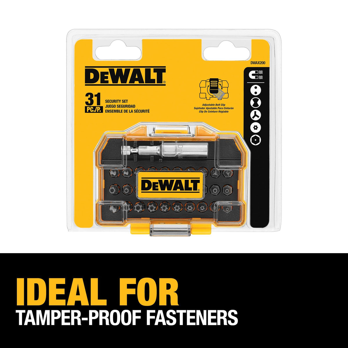 DEWALT belt clip design providing accessible storage.