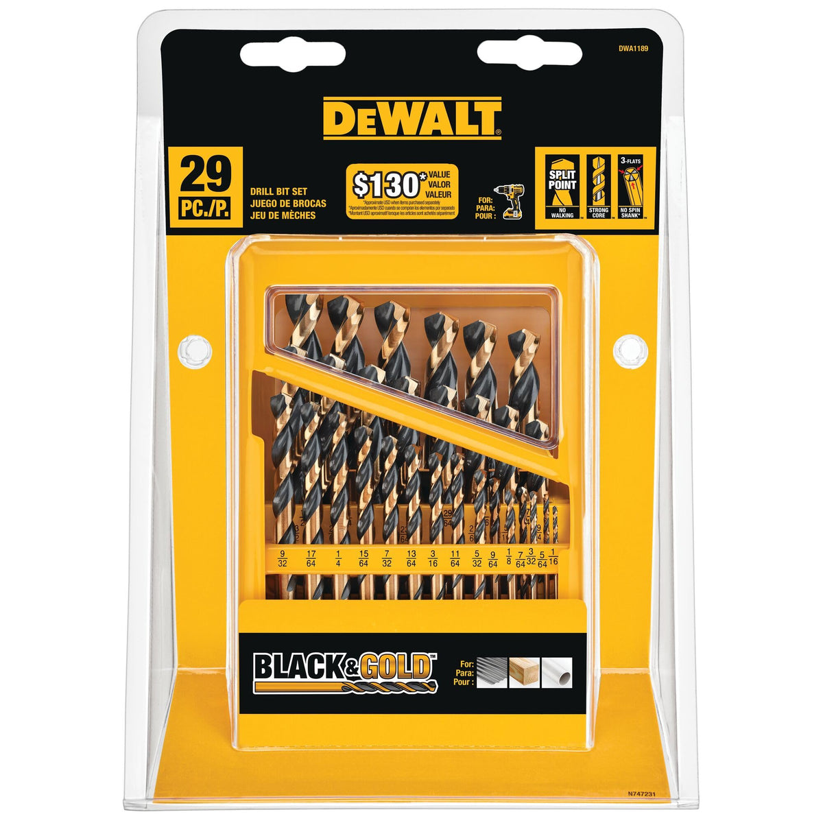 DEWALT black-oxide coating reduces rust and wear on metal and wood