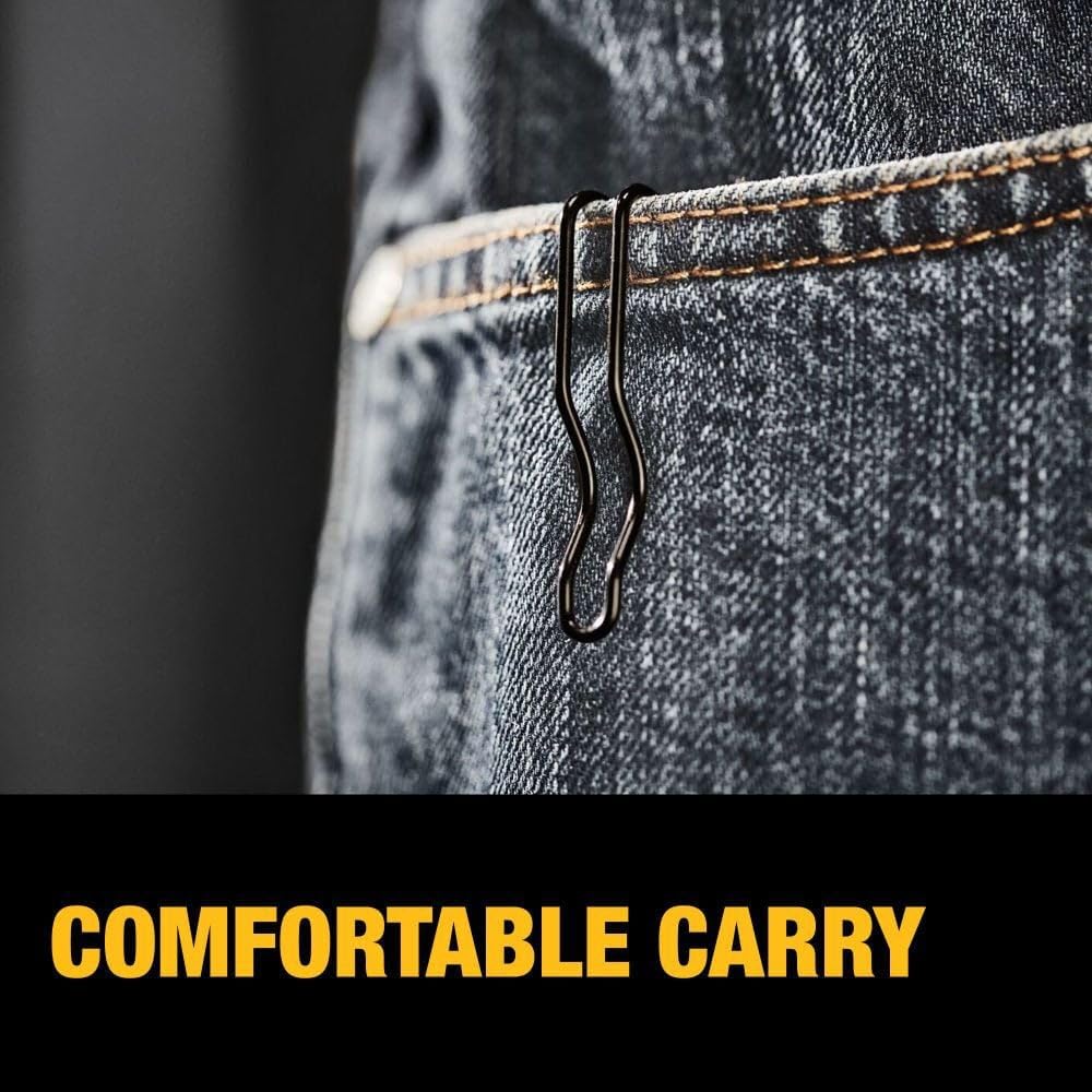 DEWALT Slide-and-click blade change for smooth replacement.