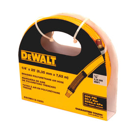 DeWalt air hose in use demonstrates lightweight flexibility under pressure.
