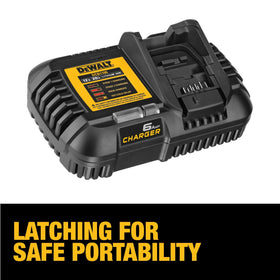 DEWALT DCB1106 charger latch for mounting demonstrates easy secure placement