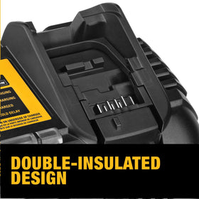 DEWALT DCB1106 charger wall mounting holes for flexible setup on site