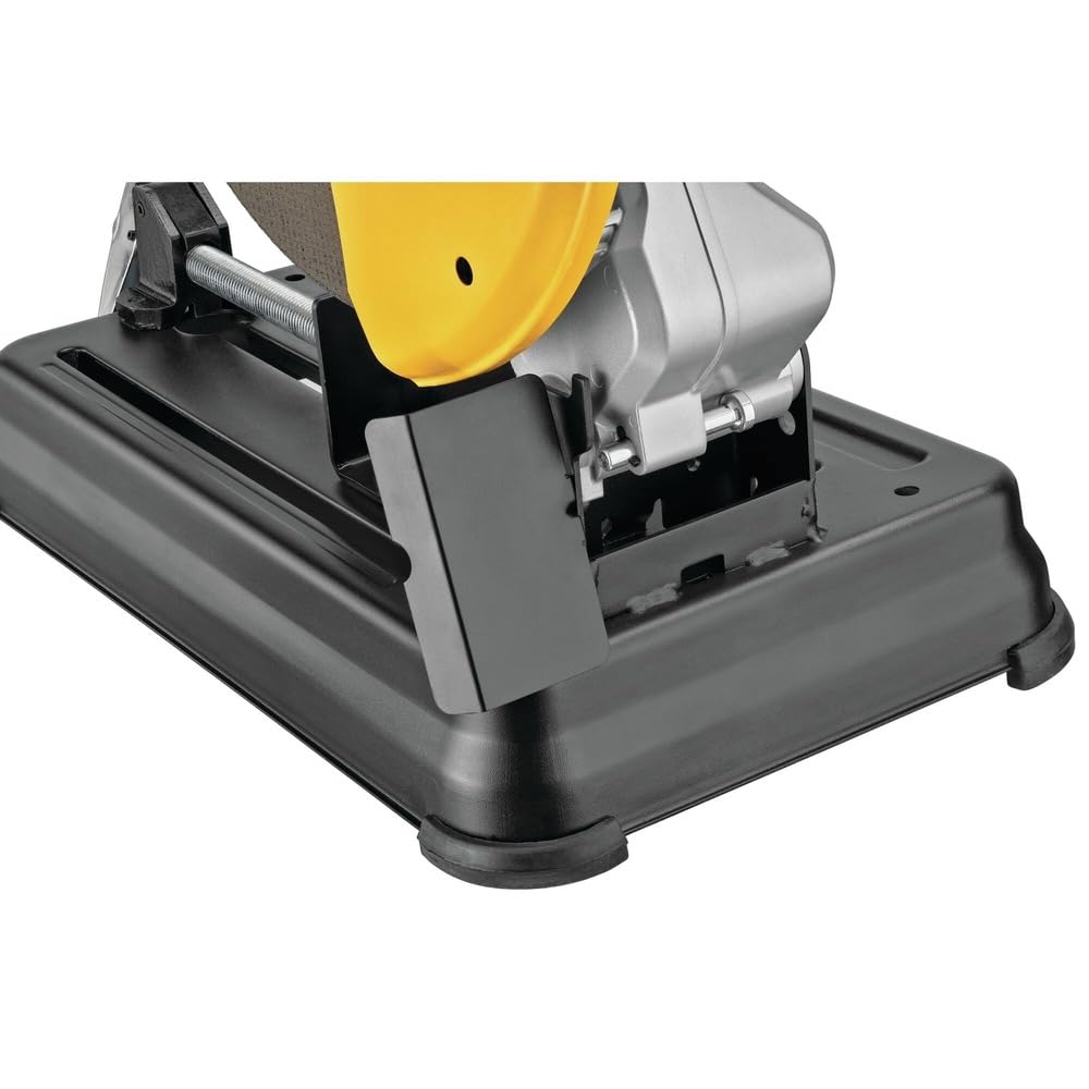 DEWALT chop saw 14-inch 45-degree fence highlights accurate angle cuts.