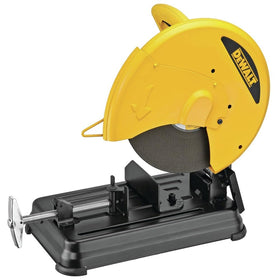 DEWALT chop saw 14-inch front view shows fast clamping for quick setups.