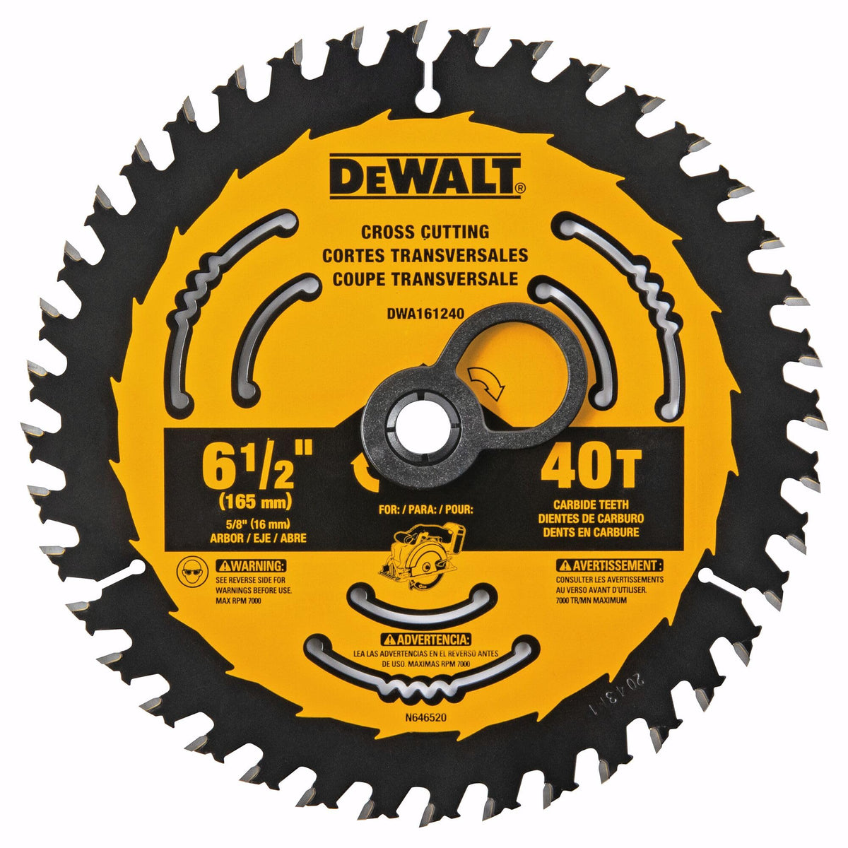 DEWALT 6-1/2 inch framing blade with 40T for precise framing cuts.