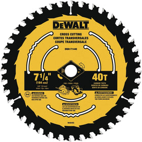 DEWALT circular saw blade 7-1/4 in with 40 teeth for precise wood cuts