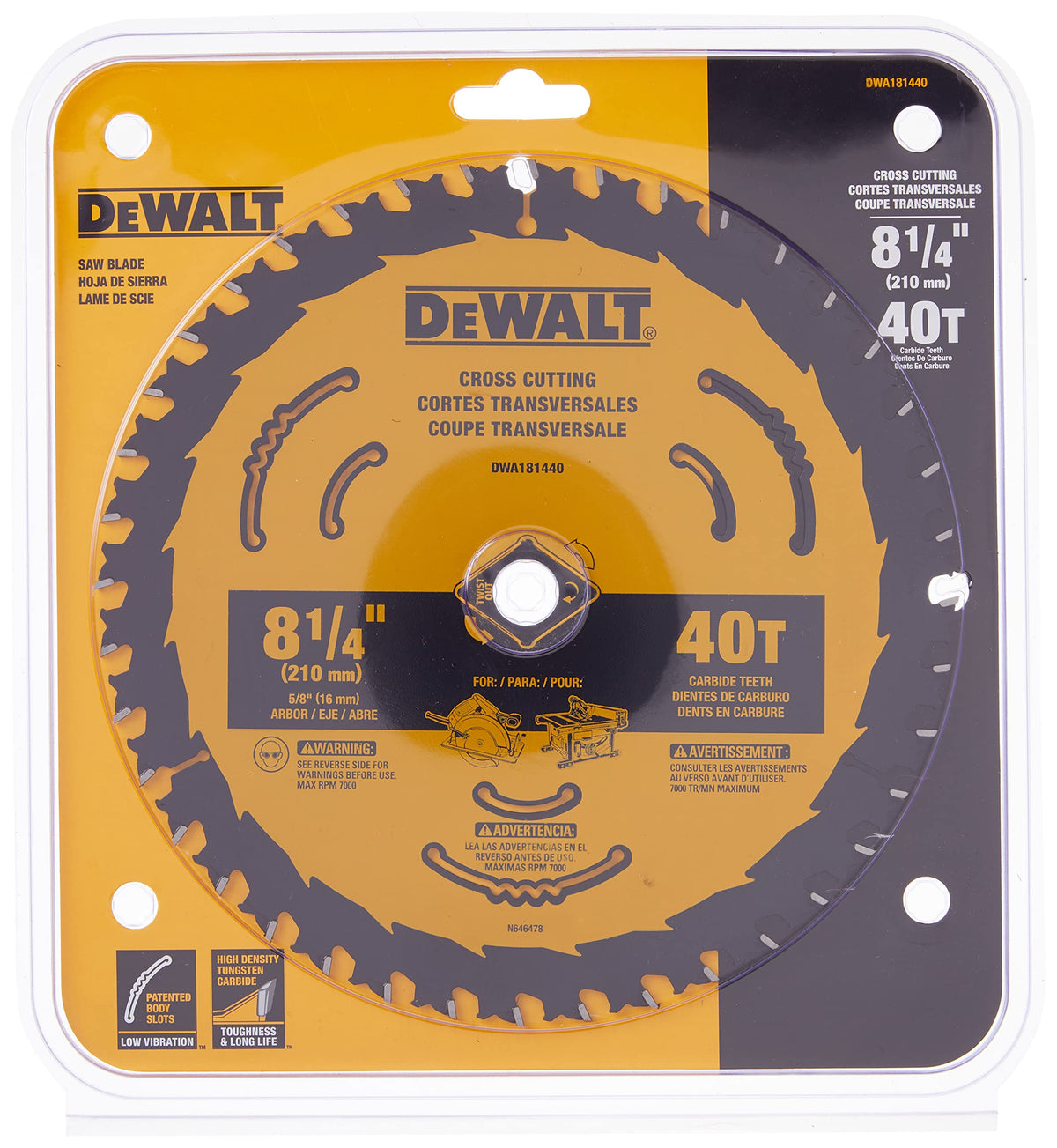 DEWALT anti-stick coating minimizes friction during cutting
