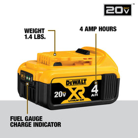 DEWALT compact 2Ah label close-up demonstrates lightweight design for portable use