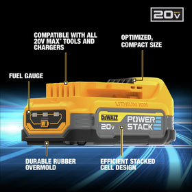 DEWALT compact ergonomic design enhances handling in confined spaces.