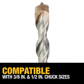 DEWALT masonry bits designed for concrete, block, and stone, ideal for anchors and precise holes.