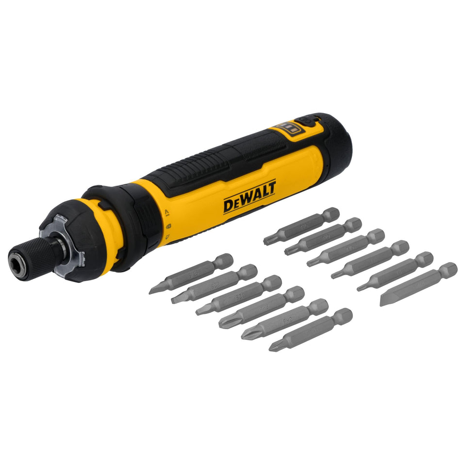 DEWALT cordless screwdriver compact design for easy storage and quick assemblies.