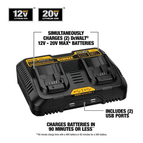 DEWALT DCB102 LED indicator shows charge status and temperature