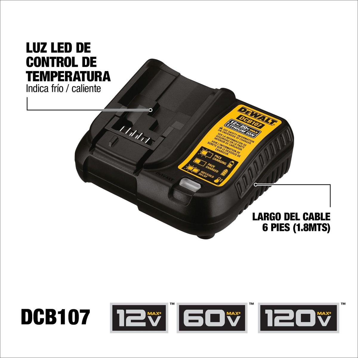 DEWALT DCB107 bulk-pack charger ready for fast charging.