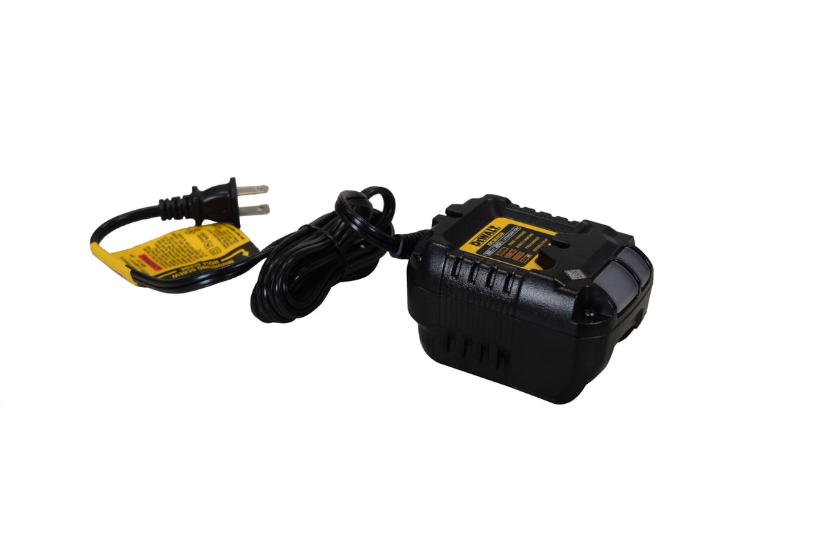 DEWALT DCB1102 charger back panel with ventilation and label details