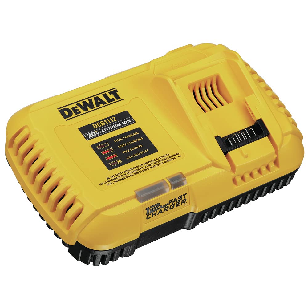 DCB1112 built-in cooling fan maintains safe temperatures for consistent charging.